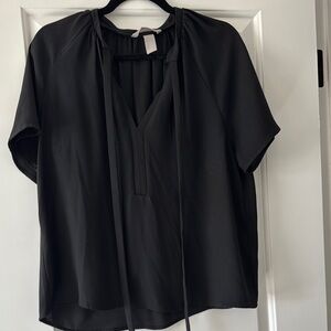 H&M Black Relaxed Tie Front Blouse - Size S but runs big!